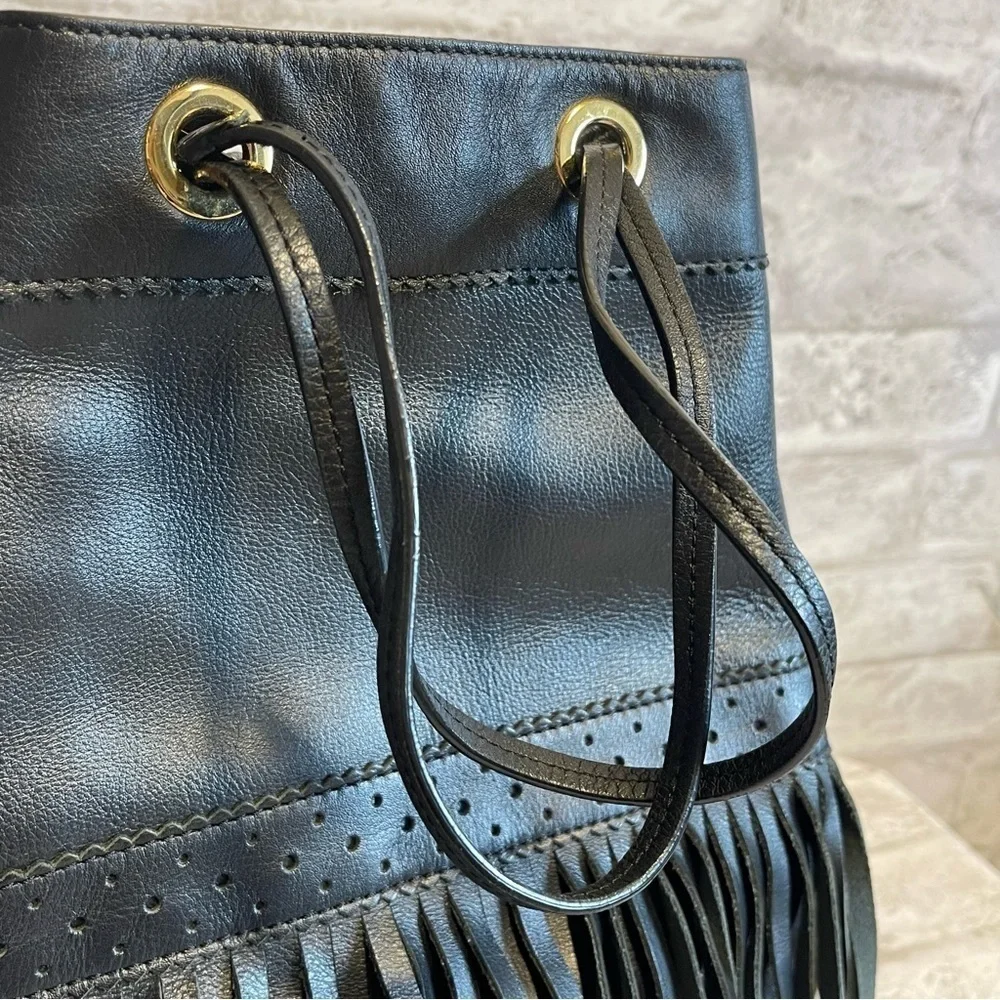 J&M DAVIDSON Rio 07314/141 Women's Leather Shoulder Bag Boho Bohemian Black‎